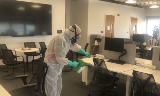 Disinfecting office for national port operator