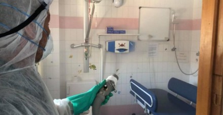 Disinfection fogging service in bathroom